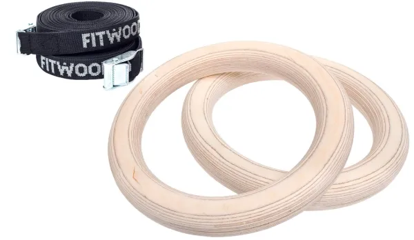 FitWood ULPU MINI Gymnastikkringer 28mm - Treoverflate / Svart Stropp